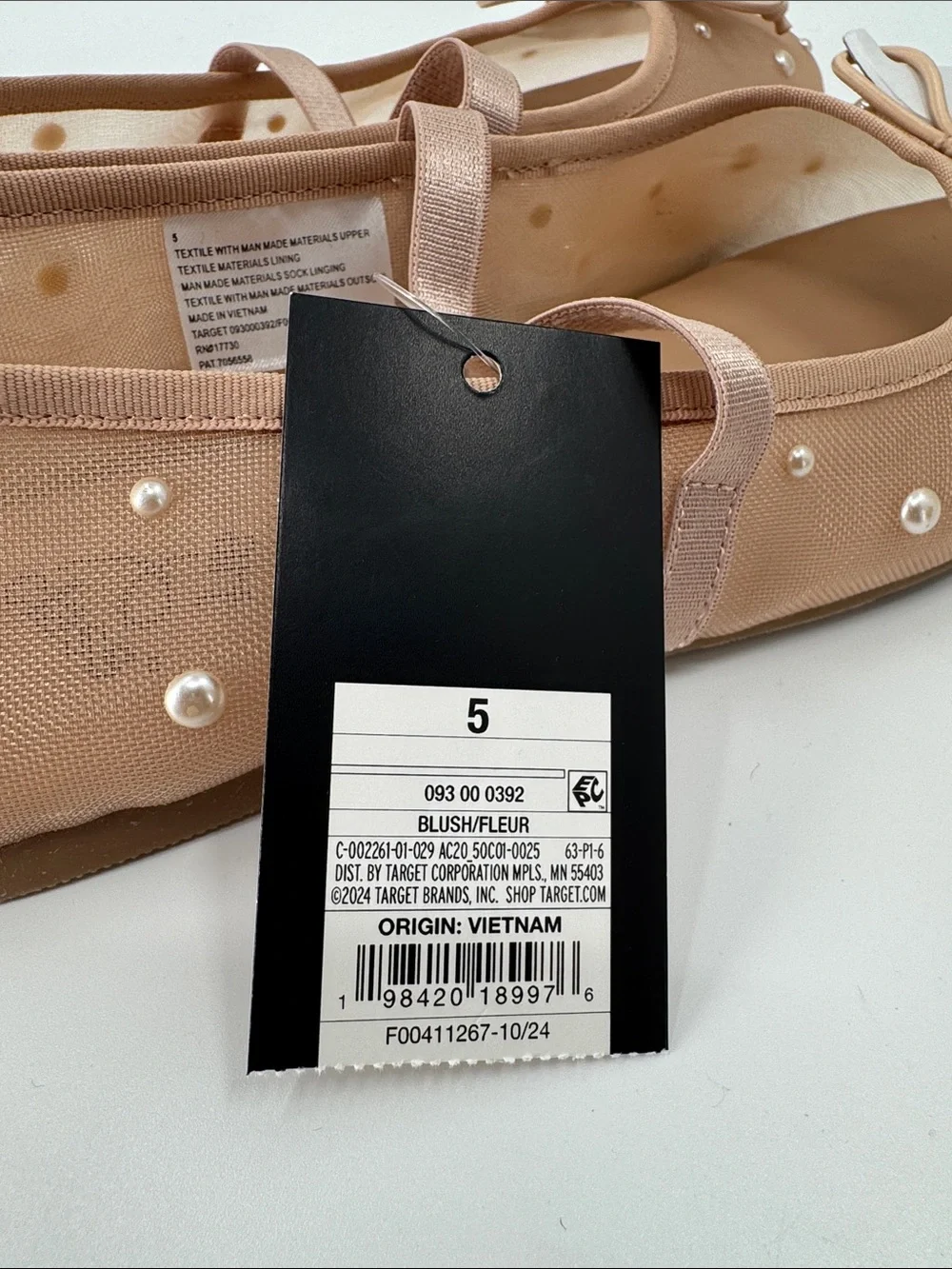 NEW art class Kids' Fleur Mesh Pearl Ballet Flats - Blush - Size 2